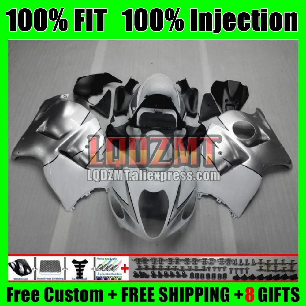 Fairing For SUZUKI Hayabusa GSXR 1300 GSXR1300 96 1997 1998 1999 Silver white 2000 2001 27No.3 GSXR-1300 02 03 04 05 06 07 Kit