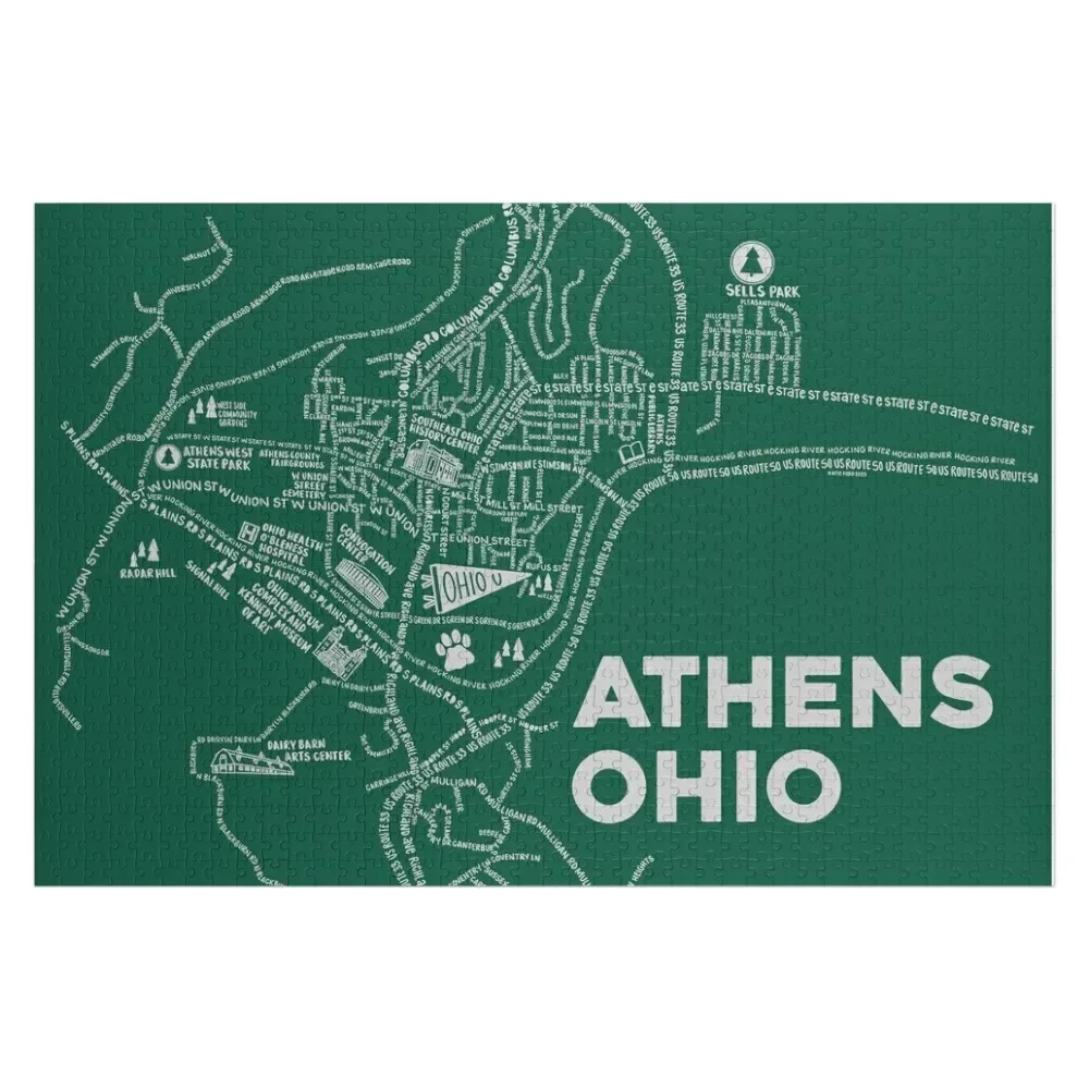 

Athens Ohio Map Jigsaw Puzzle Personalized Wood Animals Custom Personalised Jigsaw Puzzle