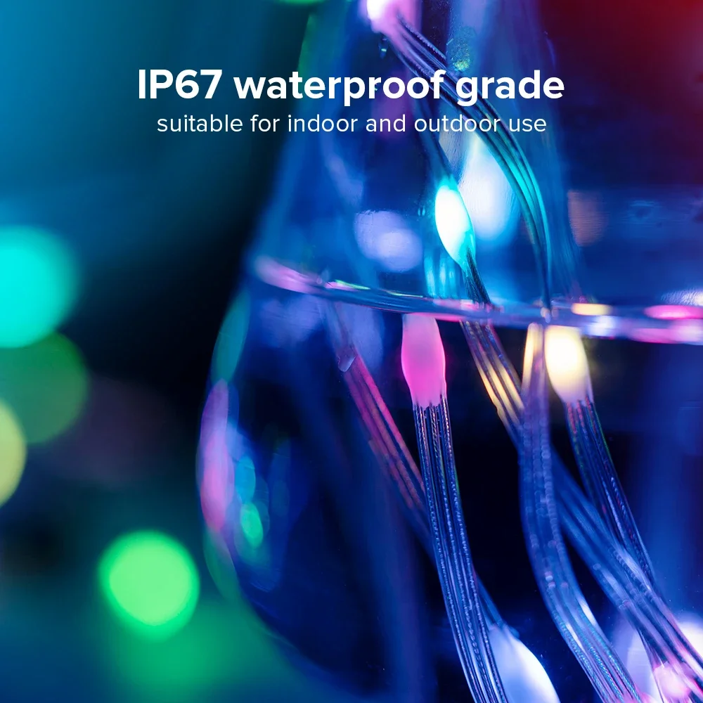 Luci intelligenti modificabili a LED RGB, telecomando Bluetooth, lucine impermeabili IC, luci per albero di Natale con porta USB WS281