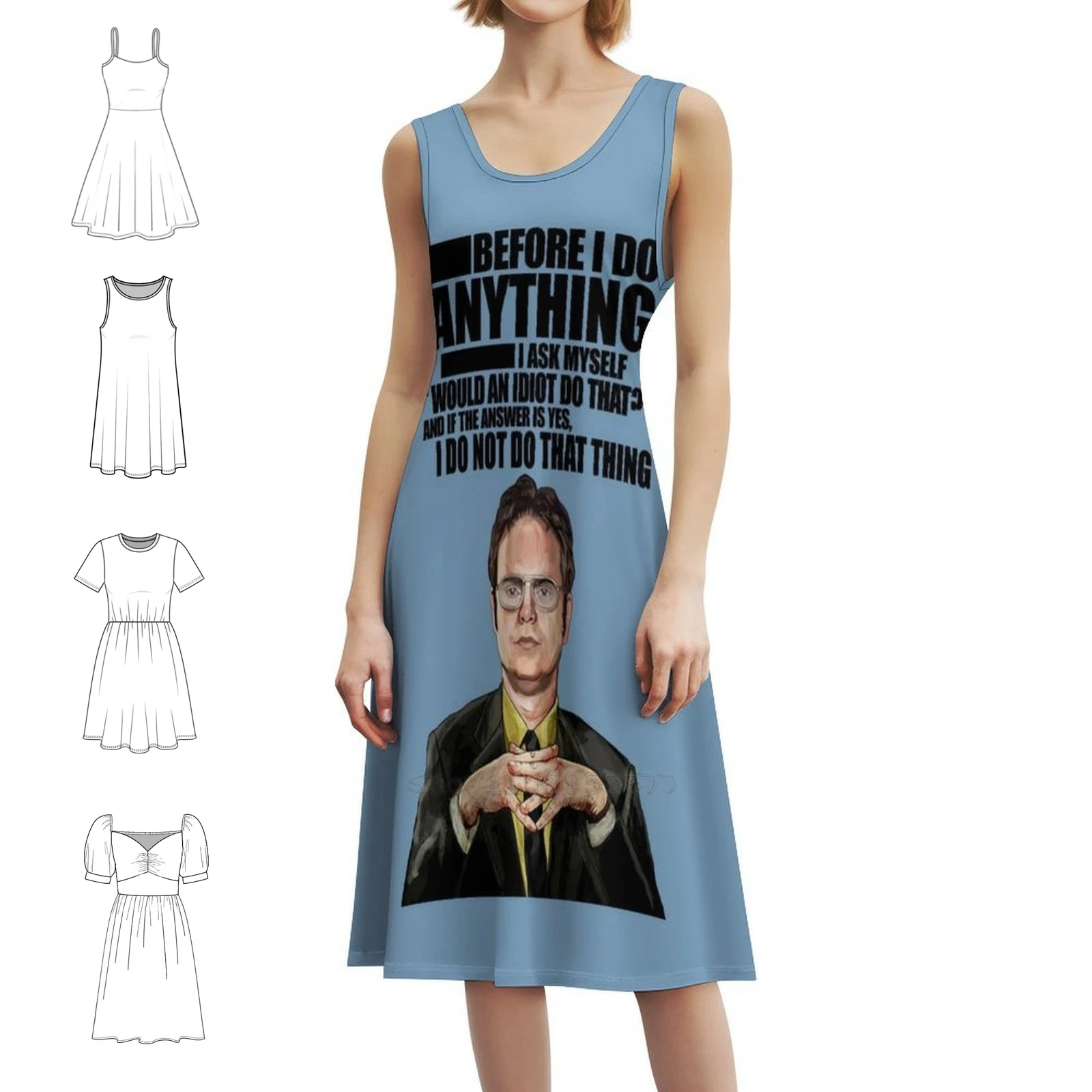 

The Office-Dwight K. Schrute Vintage Bohemian Dress Puff Sleeve Or Sleeveless Options For Women Dress The Office Dunder Mifflin
