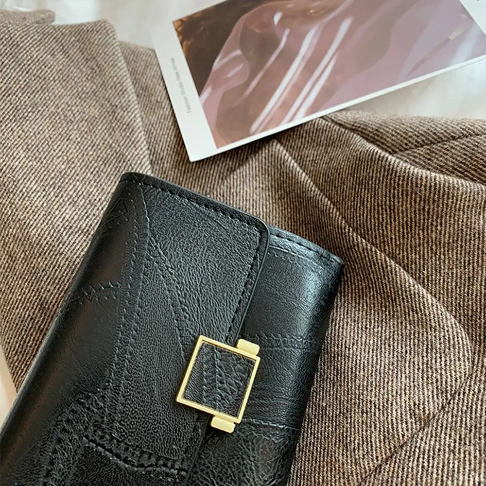 Portefeuille court en cuir vintage pour femme, petit sac à main, mini porte-cartes multi-cartes, porte-monnaie, pochette multifonctionnelle, mode