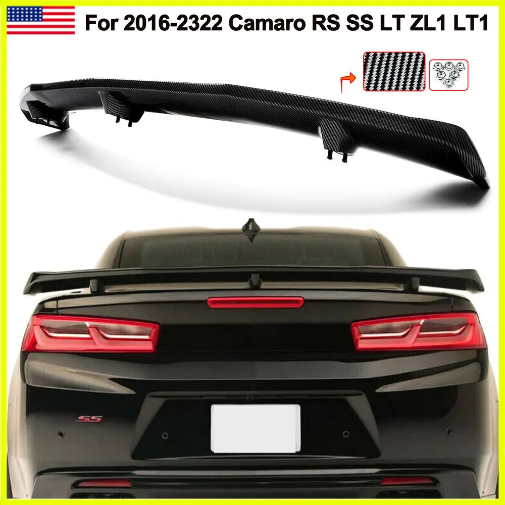 ZL1 1LE Style Rear Trunk Wing Spoiler For Chevy Camaro 2016-2023 Carbon Look ABS