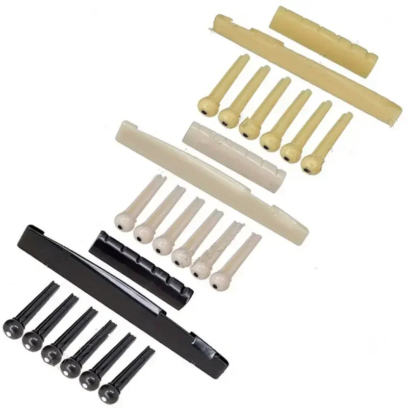 Portable 6-String Guitar Bridge Pins Saddle Nut Acoustic Cattle Tailpiece Plastic Quality Guitar Accessories for Acoustic Guitar