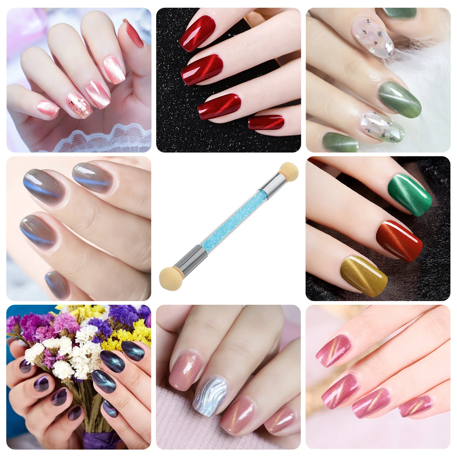 

Smudge Pen Set Nail Art Brushes Dual-Ended Sponge Brush Lightweight Easy Holding Manicure Tools Portable Gradient for Home