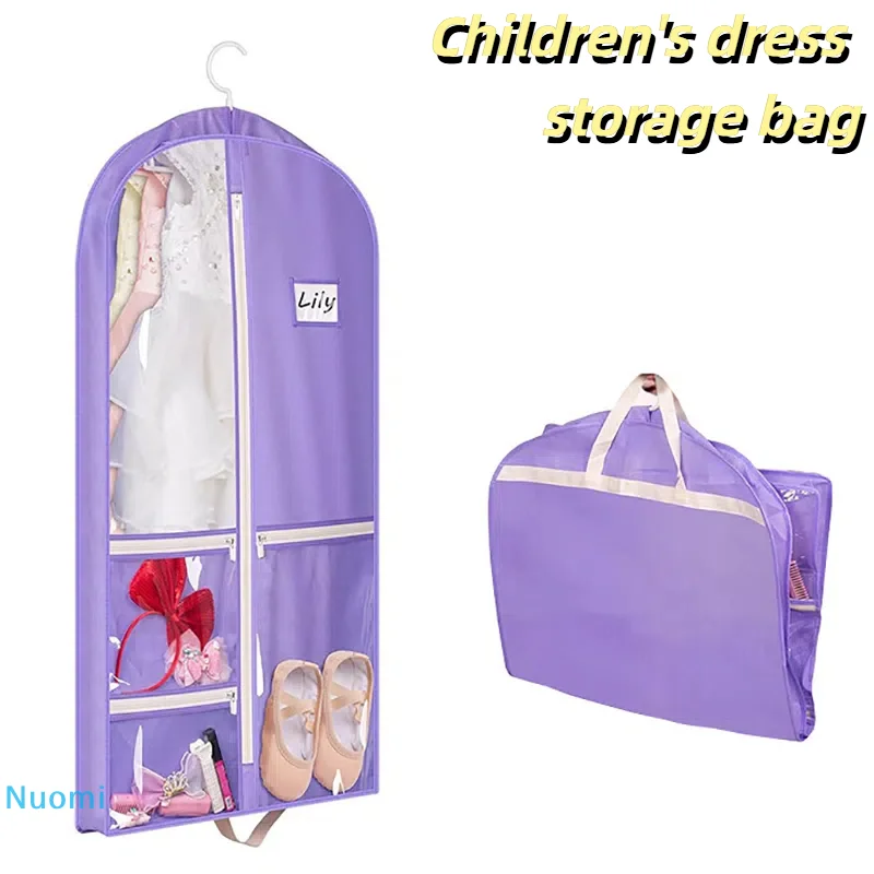 

Dance Garment Bag with Accessory Pockets for Suits Dress Cover Travel Competitions Protector Foldable Hanging Clothes Cover Bag