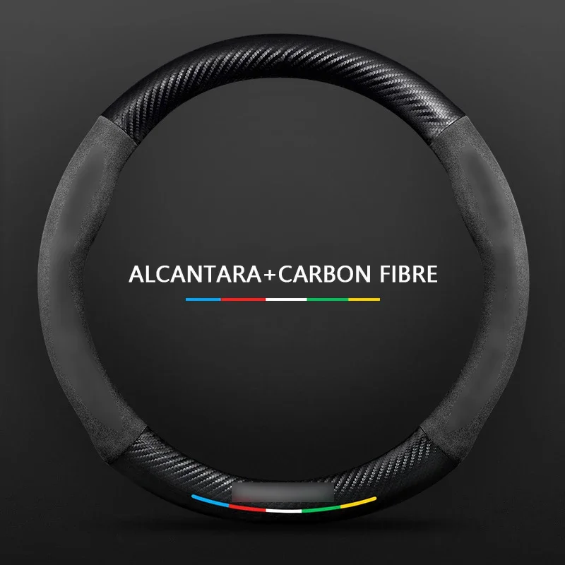 

For Renault Scenic Clio Laguna 2 3 4 5 Kangoo Fluence Megane Trafic Talisman Twingo Kaptur Car Carbon Fiber Steering Wheel Cover