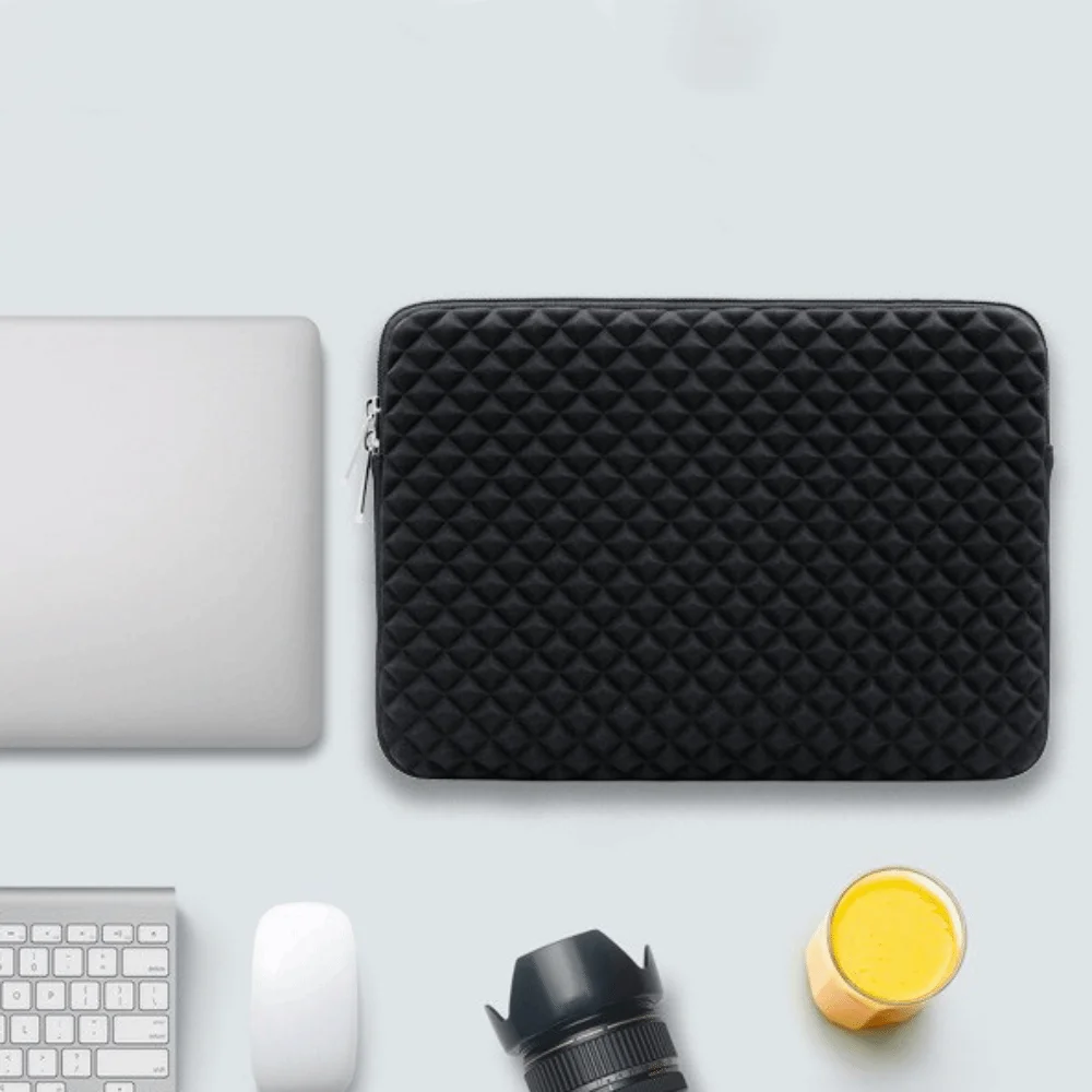 Grid Texture Laptop Portable Sleeve Shockproof Waterproof Notebooks Protective Bag Large Capacity Lining Laptop Sleeve Bag