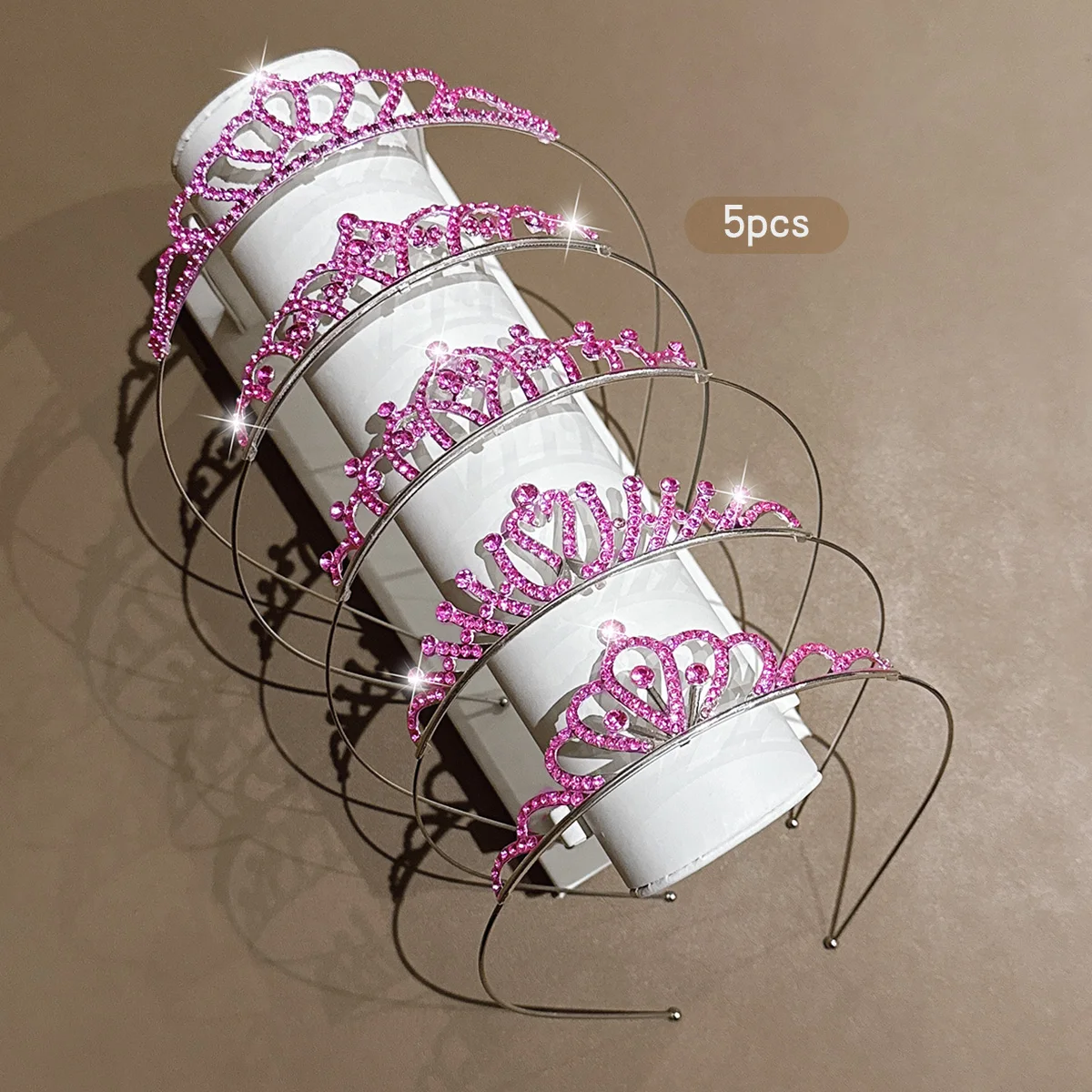 5 Pink Crown Minimally Stylish Hair Bracelets Suitable for Birthday Party Performances