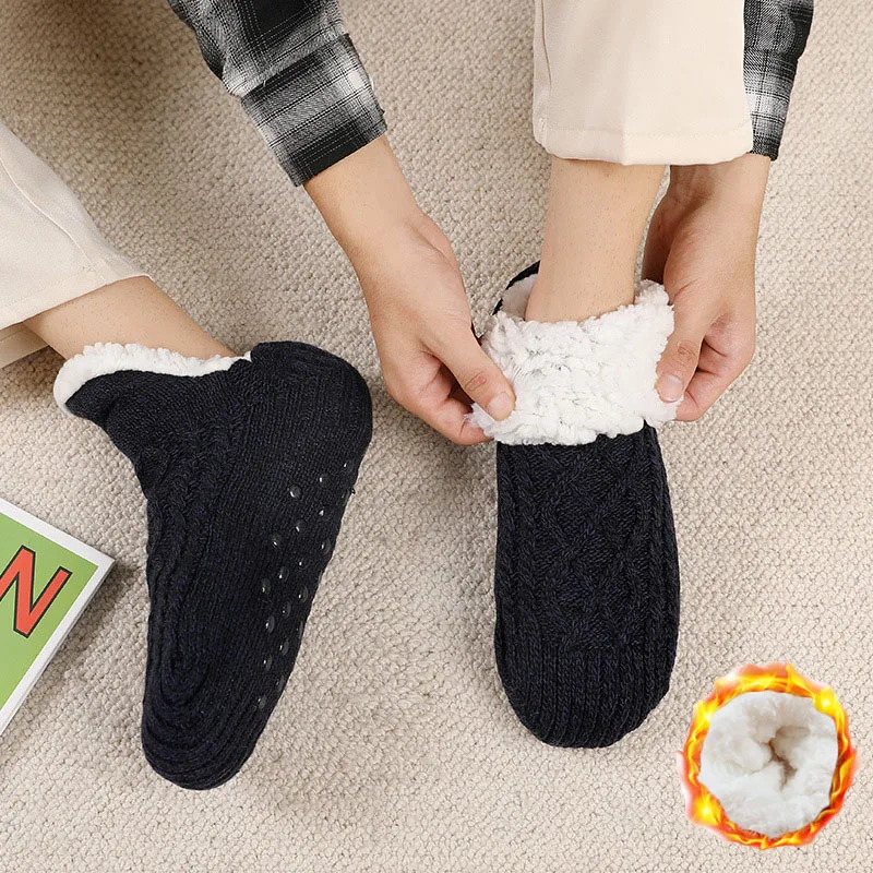Winter Warm Verdicken Nicht-slip Boden Socken Männer Frauen Schnee Socken Paar Schlaf Teppich Socken Hausschuhe Socken Neutral Samt boot Hause – Detail 4