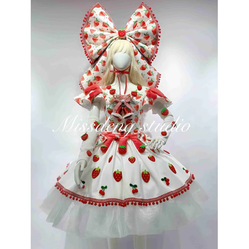 

Рождественское платье принцессы для косплея, элегантный костюм для выступлений с клубникой и фруктами, карнавальный костюм для выступлений на парад