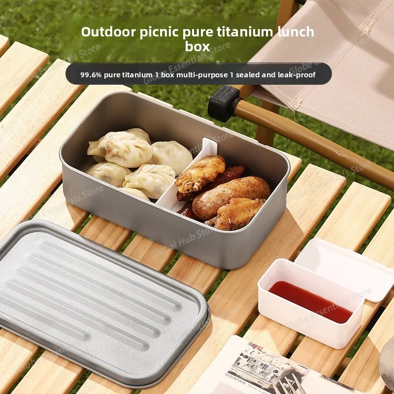 Pure Titanium Bento Box Deepened Enlarged Container for Student, Outdoor Picnic and Household Fresh-keeping