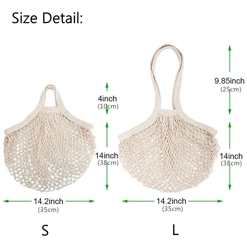 Portable Reusable Grocery Bags Fruit Vegetable Bag Washable Cotton Mesh String Organic Organizer Handbag Shopping Bags Tote