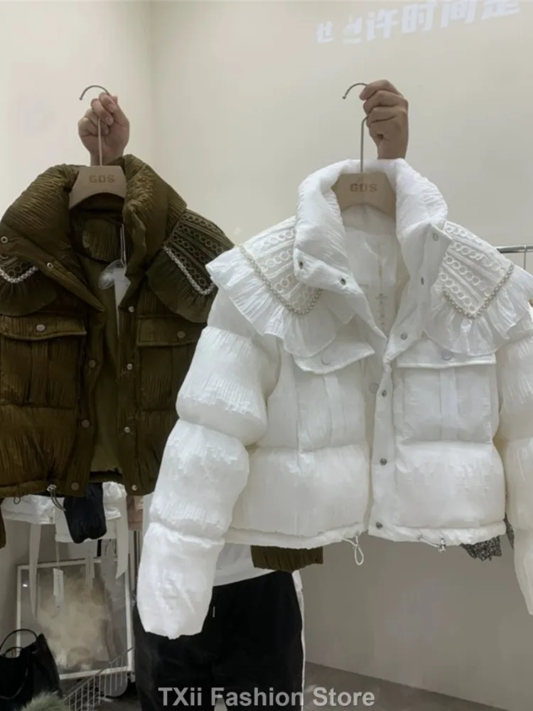 Veste surdimensionnée en duvet de canard pour femme, 90% duvet de canard, tricot chaud, épissage, manteau décontracté, parkas courtes à capuche, vêtements à la mode, automne et hiver 2023