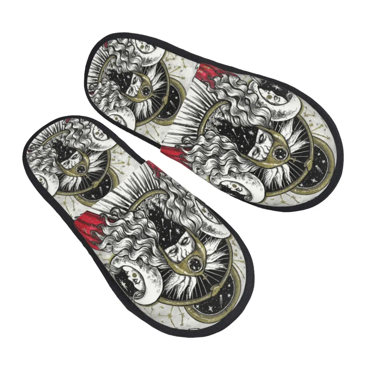 

Тапочки на заказ с тремя лунами, Богинями, гостевые Тапочки для спальни, женские тапки с пентаграммой, языческие тапки для дома