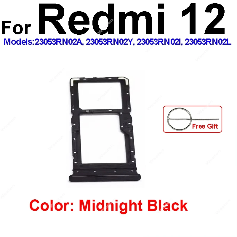 Sim Card Tray For Xiaomi Redmi 12 12C 5G SIM Card Slot Sim Card Reader Holder Flex Ribbon Cable Repair Replacement Parts