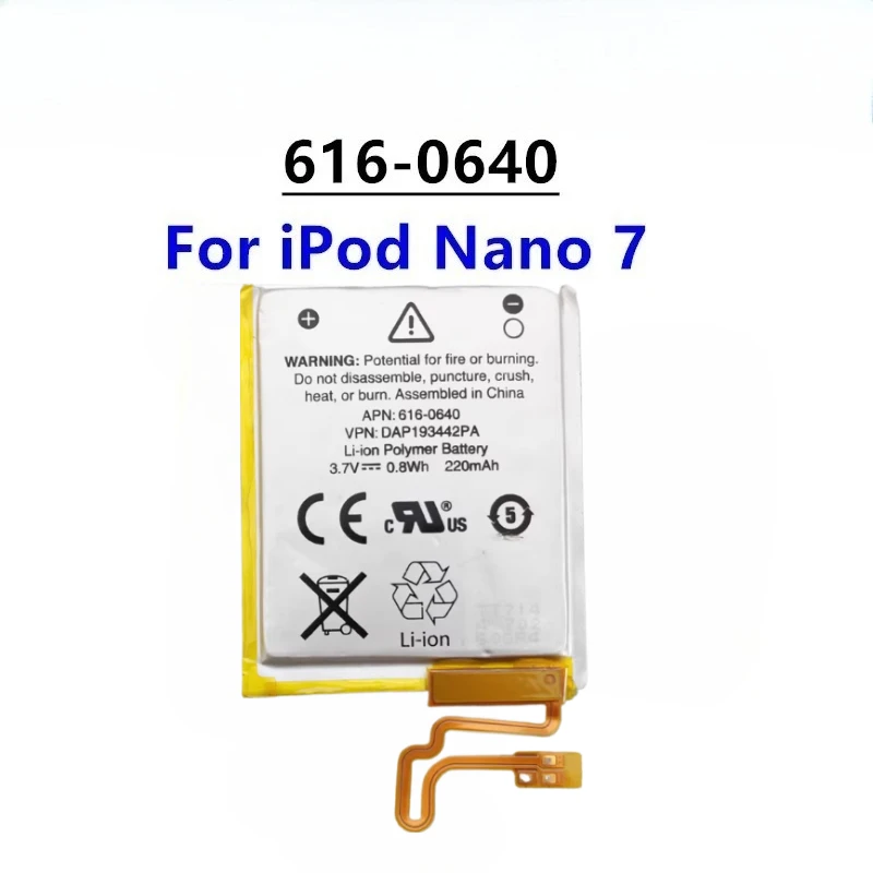 New 3.7V 220mAh 616-0640 Replacement Battery for IPod Nano 7 7th Gen Batteries A1446 MP3 MP4 Battery