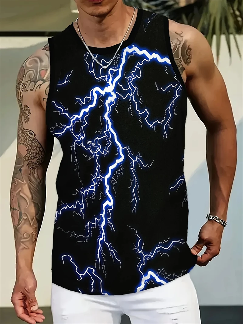 

New Summer Men's Sleeveless T-Shirt Men's Outdoor Hawaii Classic Travel Wear Plus-Size Round Neck Palm Leaf 3D Printed Vest Tees