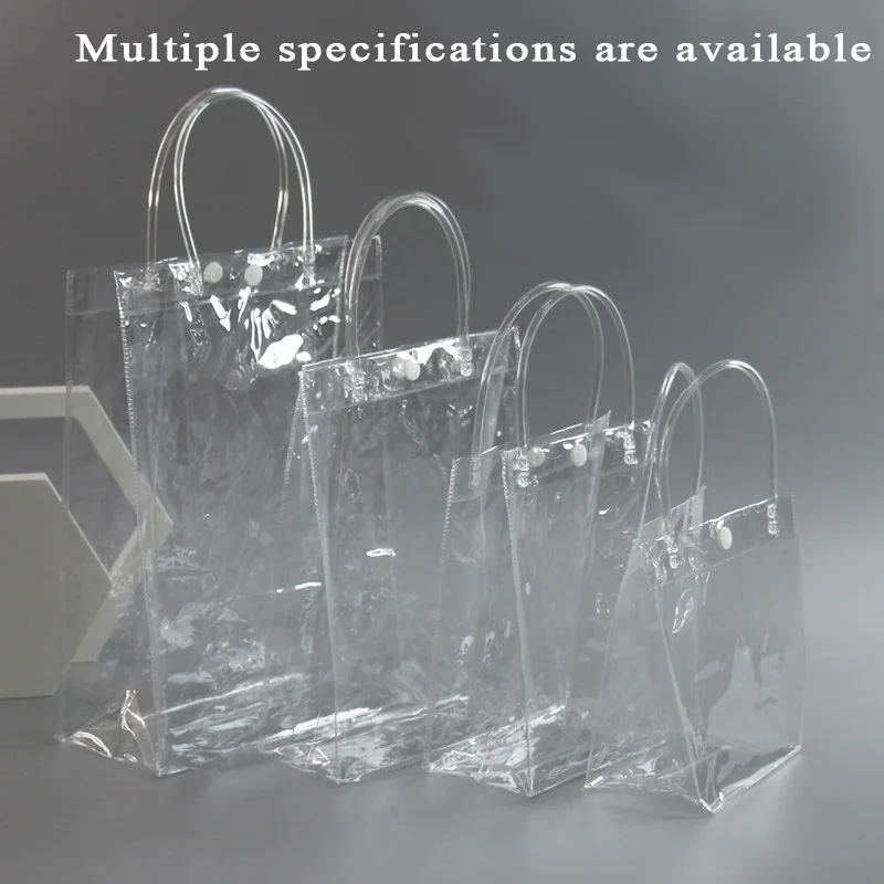 1Pc Clear Tote Waterproof Bag Reusable PVC Clear Shopping Bag Shoulder Handbag Environmentally Travel Storage Bag Shoes Bag