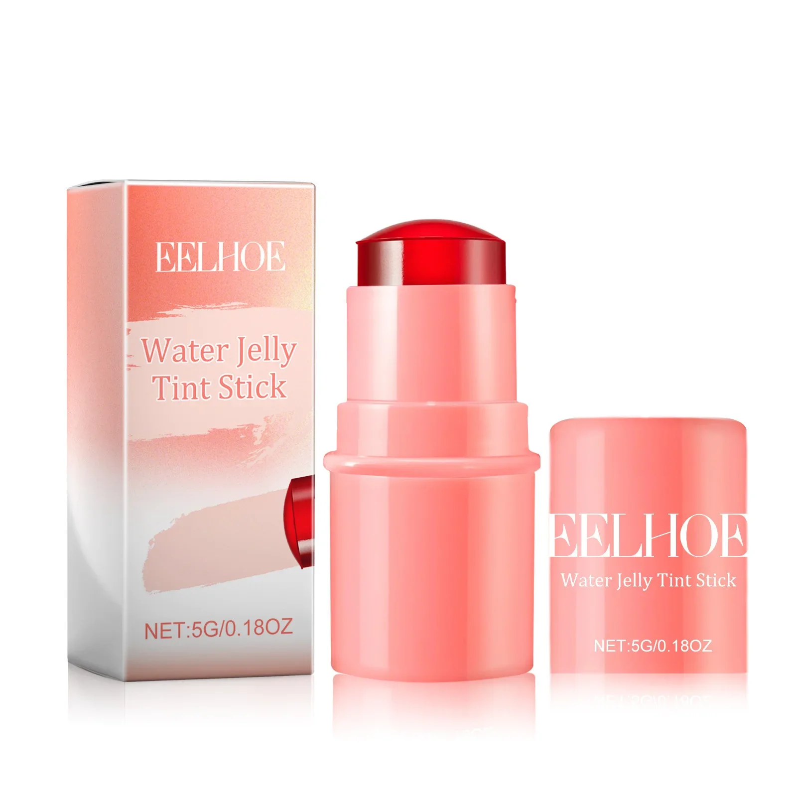 Sdotter New 2 in1 Water Jelly Tint Stick Waterproof Cosmetics Makeup Long Lasting Matte Lipstick Red Rouge Blush Stick for Face