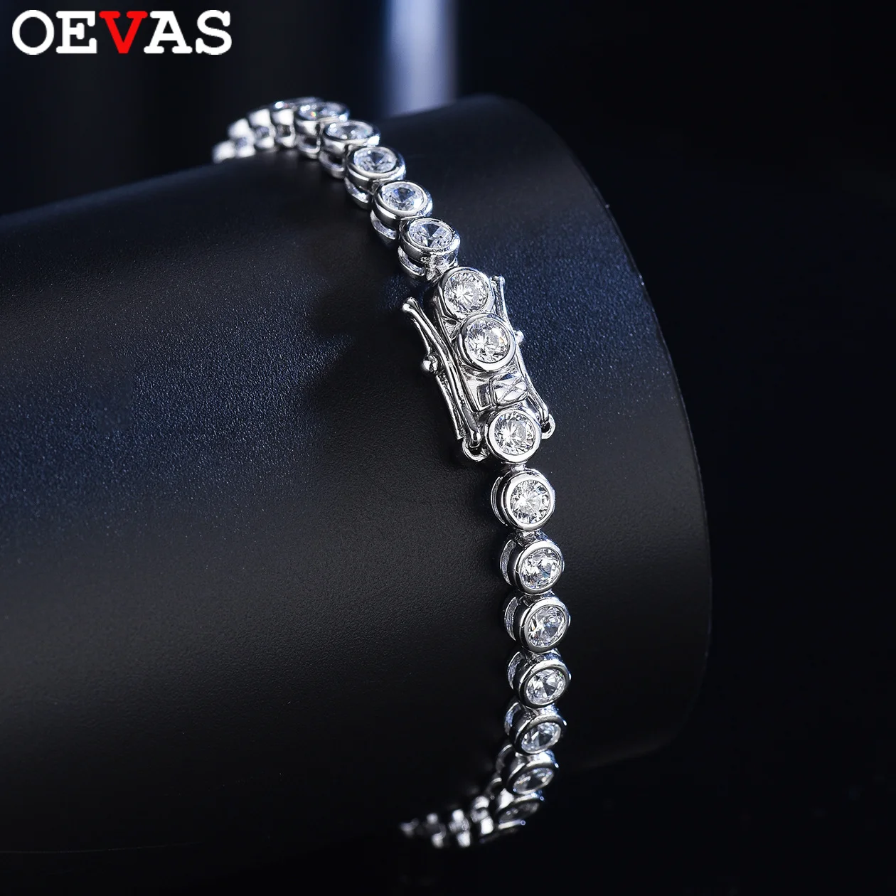 

OEVAS 2mm 3mm Moissanite Round Bubble Diamond Tennis Bracelets for Woman Men 925 Silver Plated 18k Gold Hip Hop Chain Bracelet