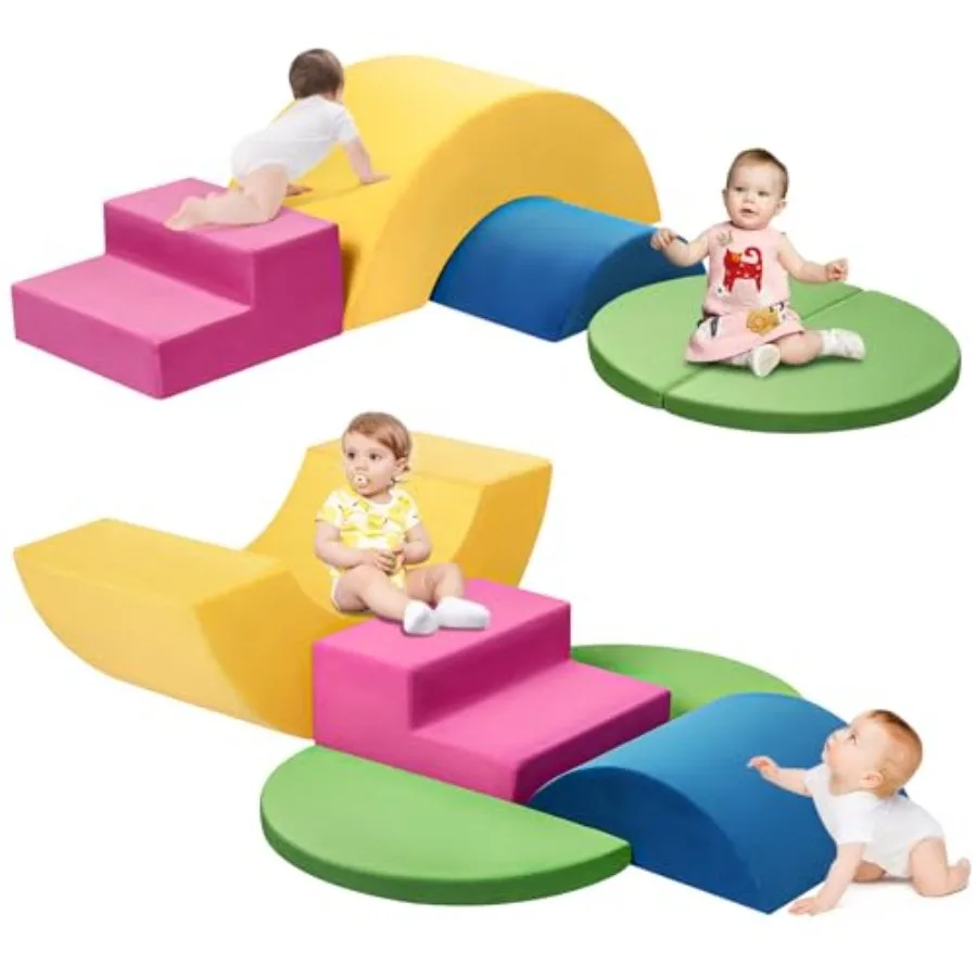 

Indoor Soft Foam Climbing Blocks Set for Toddlers 5pcs Colorful Play Gym Climber Toys Safe Non-Slip Foam Blocks for and Infants