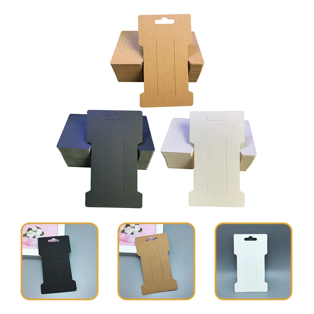 

300 Sheets Kraft Paper Hair Rope Display Cards Pre-Cut Hole Organizer for Hair Ties Hairpins Headbands Jewelry Accessories