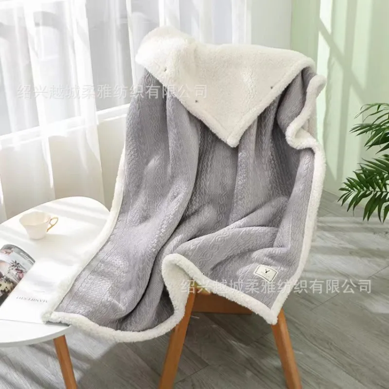 Shawl Blanket Thickened Leg Cover Small Blanket Winter Lamb Fleece Office Nap Shawl Blanket Wearable Lazy