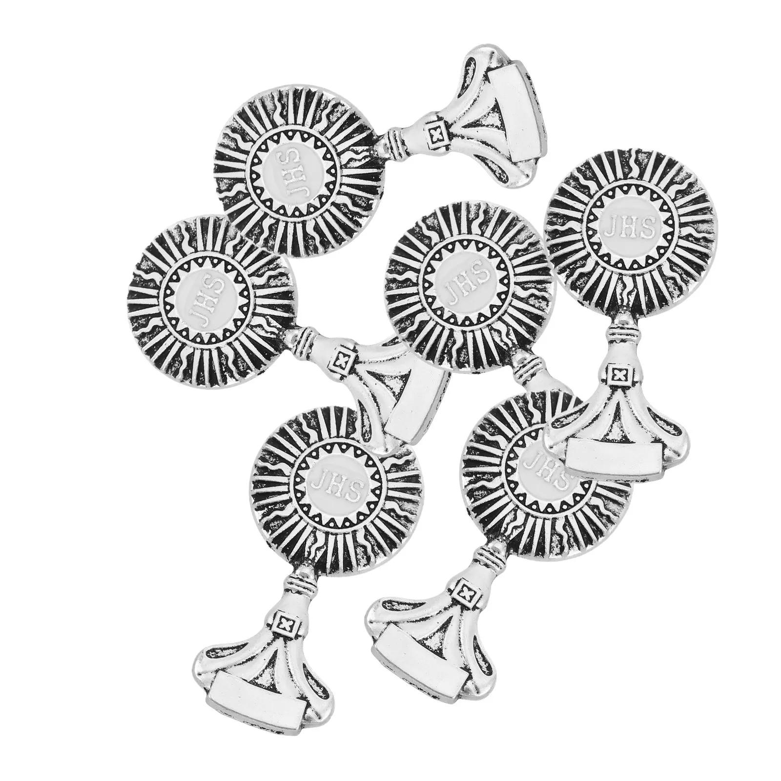 6Pcs Elegant Metal Brooch Pins Minimalist Design Waist Pin for Hats Collars Garments First Communion Catholic Religious Jewelry