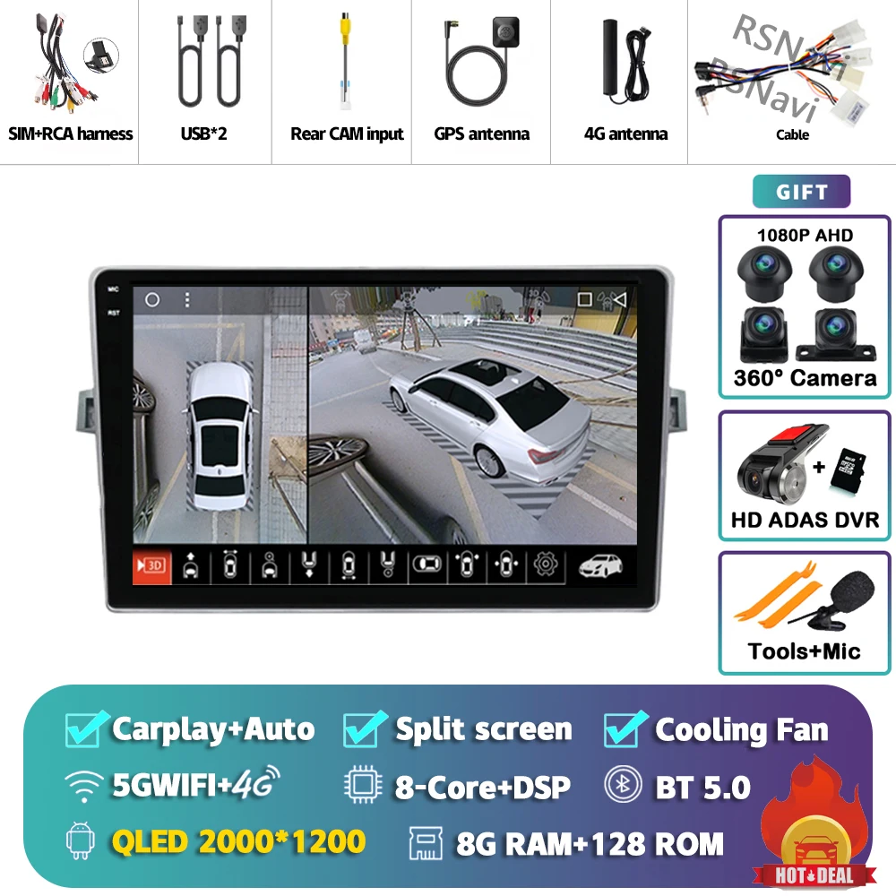 Android 15 Autoradio Navigatie Multimedia Speler Voor Toyota Verso 2010 2011 2012 2013 2014 2015 2016 Carplay Auto Stereo video