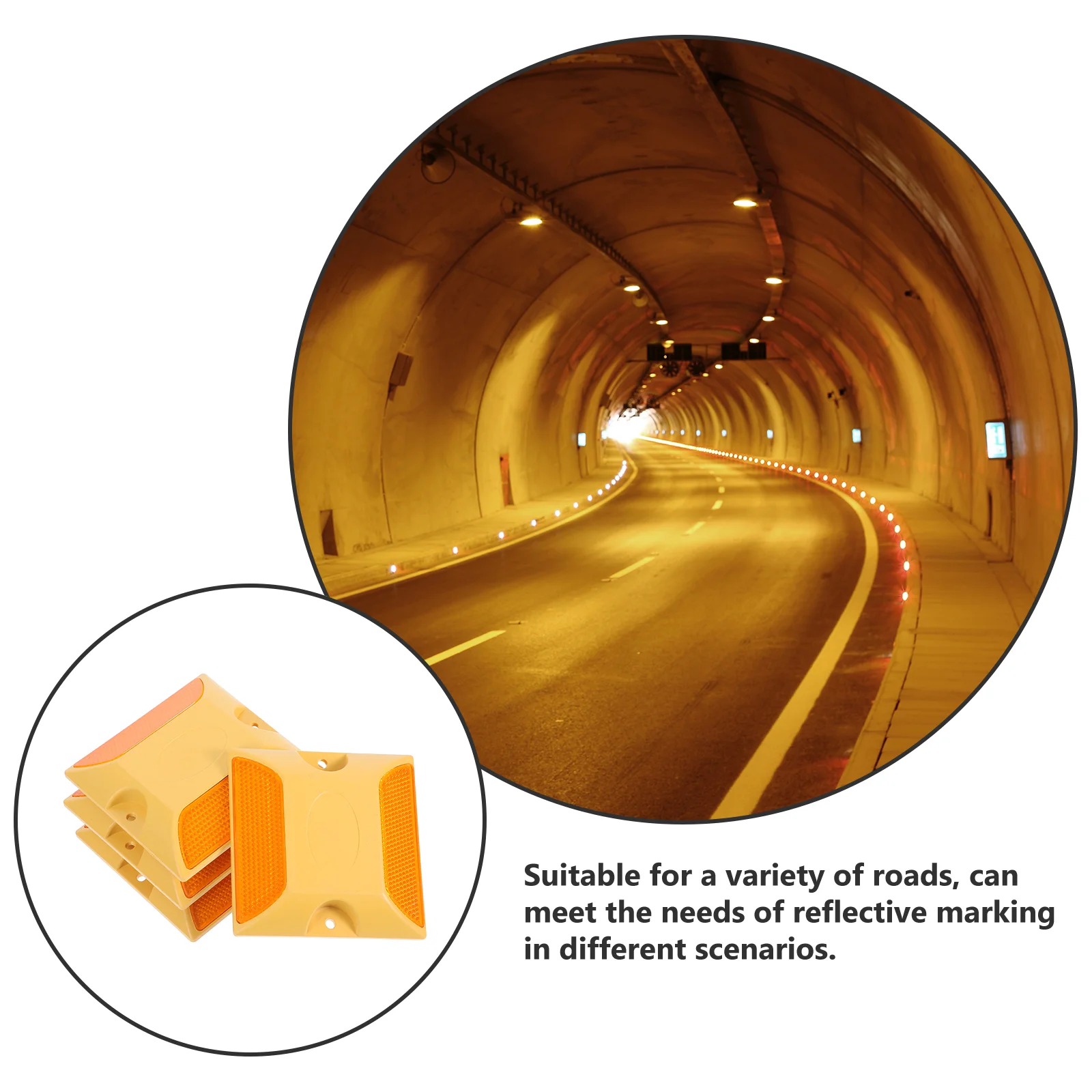 4 Pcs Reflective Road Studs Plastic Raised Pavement Markers High Visibility Abs Material Traffic Signal Highway Driveway