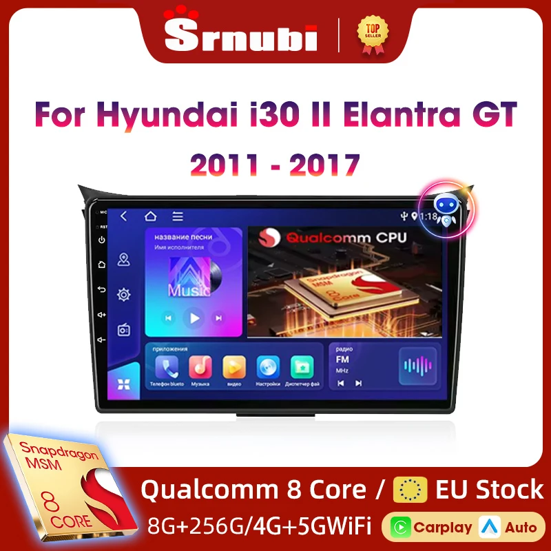 2 Din Carplay Android Auto Radio stéréo pour Hyundai I30 Elantra GT 2011-2017 système Intelligent de voiture lecteur vidéo multimédia GPS