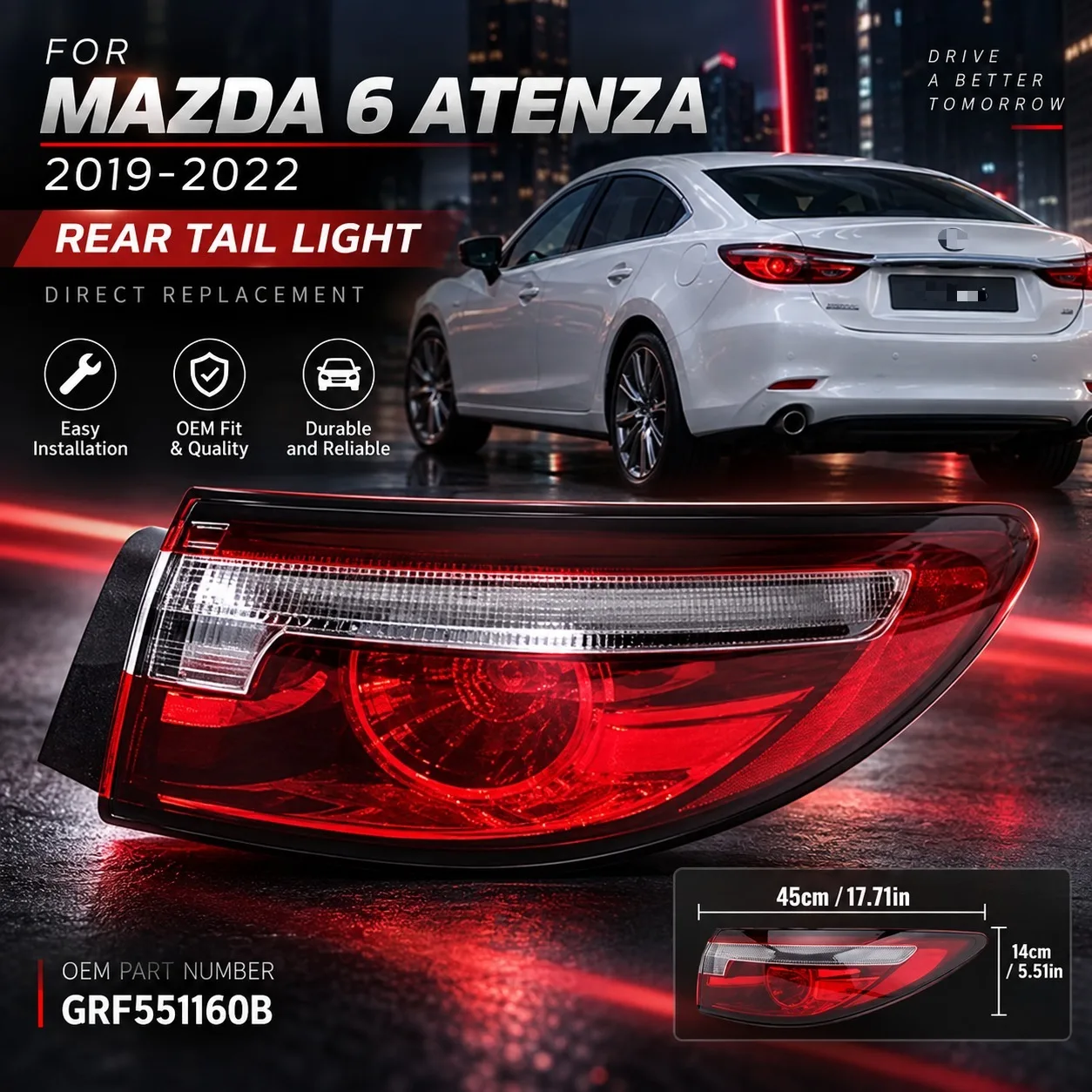 GRF551160B Left/Right Side Tail Lamp FOR Mazda 6 Atenza 2019 2020 2021 2022 Rear Tail Light Brake Lamp With