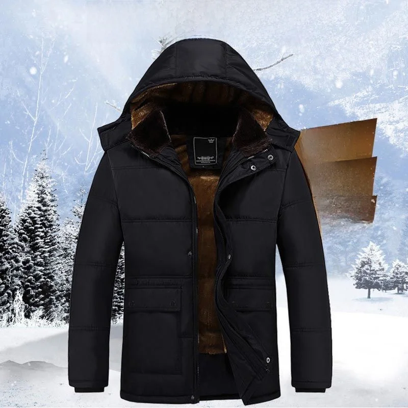 معطف شتوي من Thiened Fce للرجال في منتصف العمر والكذب معطف دافئ من القطن للأب والأب الرجل العجوز Sle Faion Urban