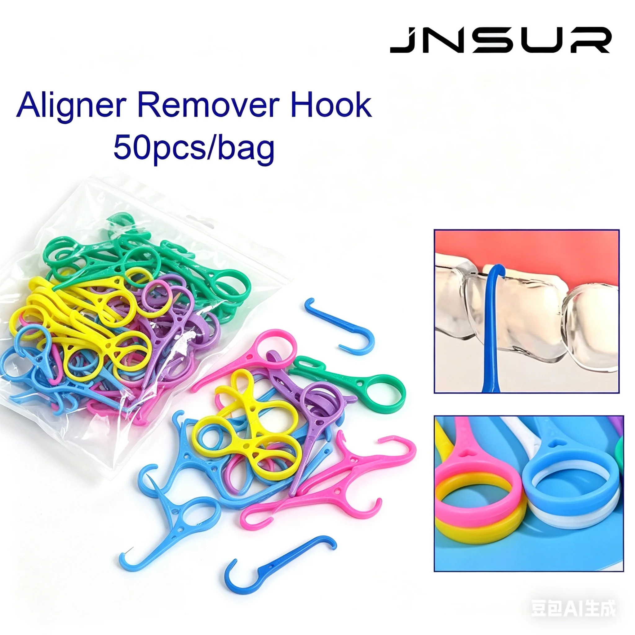 50pcs/pack Removal Elastic Hook Aligner Remover Hook For Orthodontic Braces Invisalign Removable Braces Portable Oral Care Tools