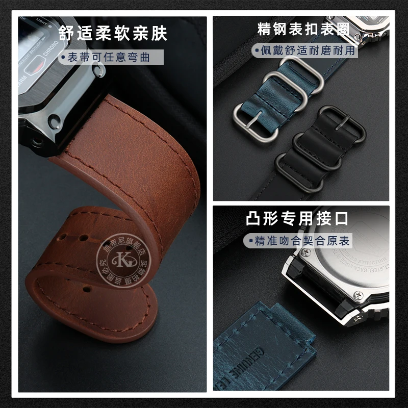 Vintage leather strap 16mm For CasiOak GA2100/2110 gm2100 watch band G-SHOCK DW5600/5700 GM5600 G5600 GW-B5600 Casio watch belt