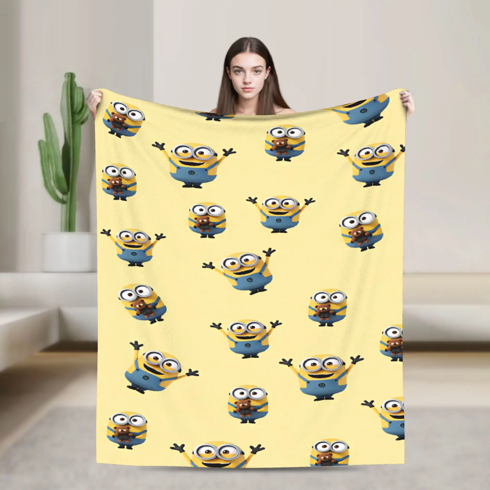 M-minions  Flannel Blanket  Warm Soft Throw Blanket for Home Decor Airplane Travel Fashion Bedspread Sofa Bed Cover