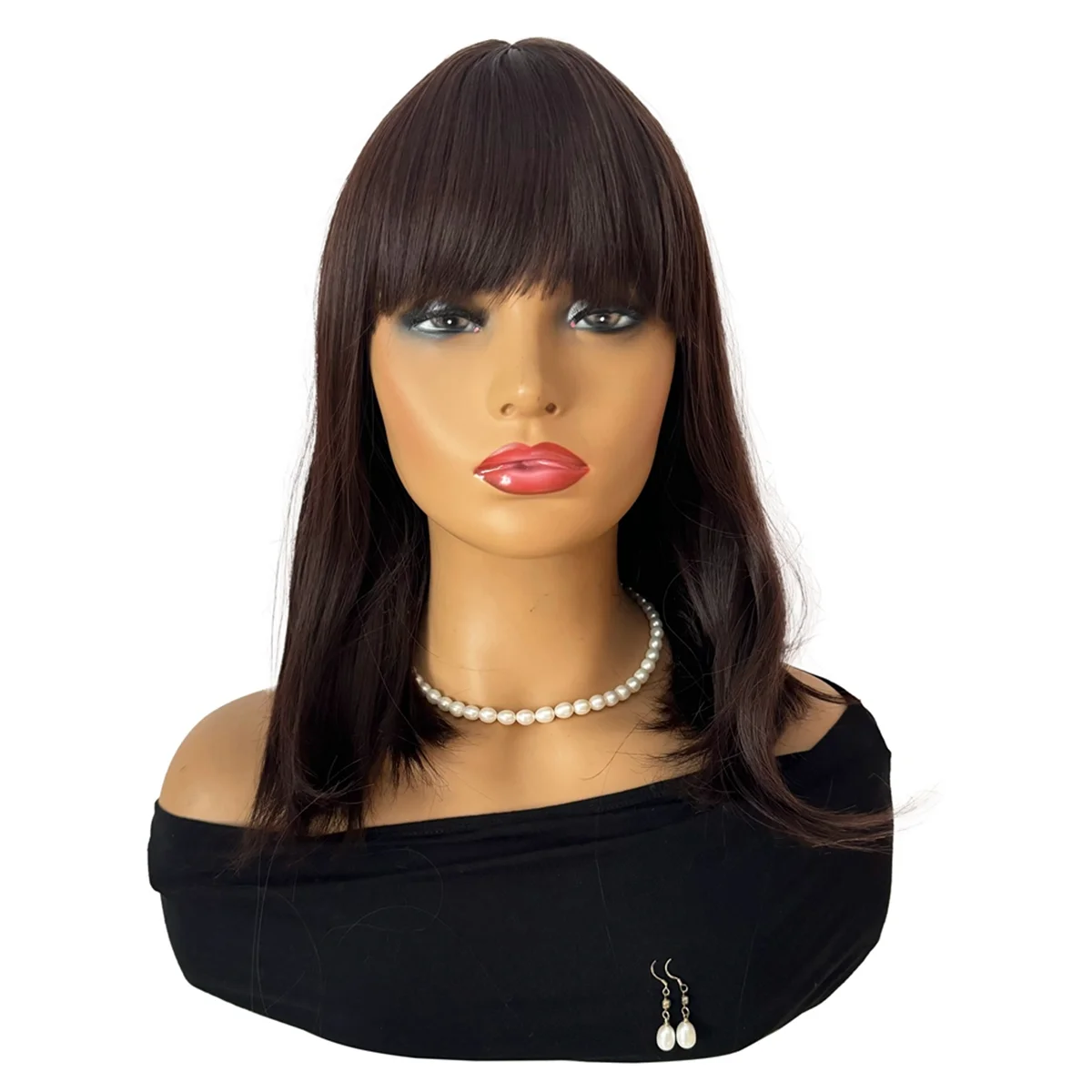 

14 Inches Black Brown Short Hair Wig Non Permed Applicable Any Face Shape Elegant and Easy to Wear Universal Wig