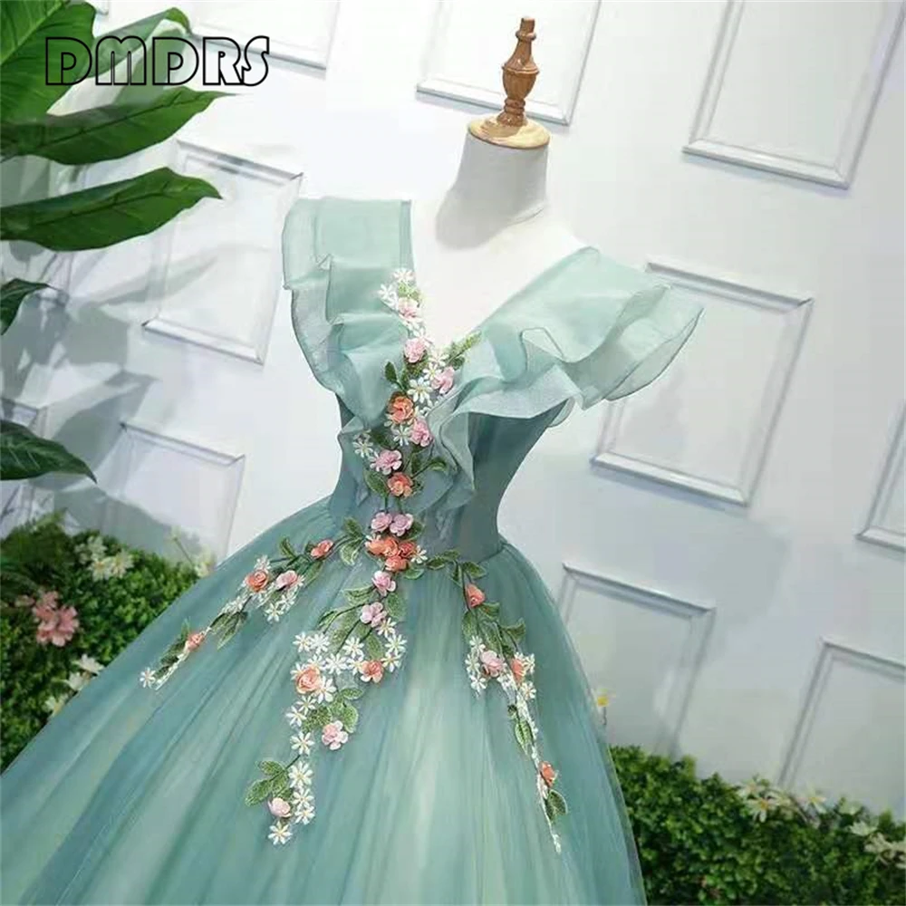 

Flare Sleeve A Lone Costume Stage Formal Dress for Women, Lace Up Tulle Plus Size Prom Party Gown, Sweet 15 16 Robe De Soriee