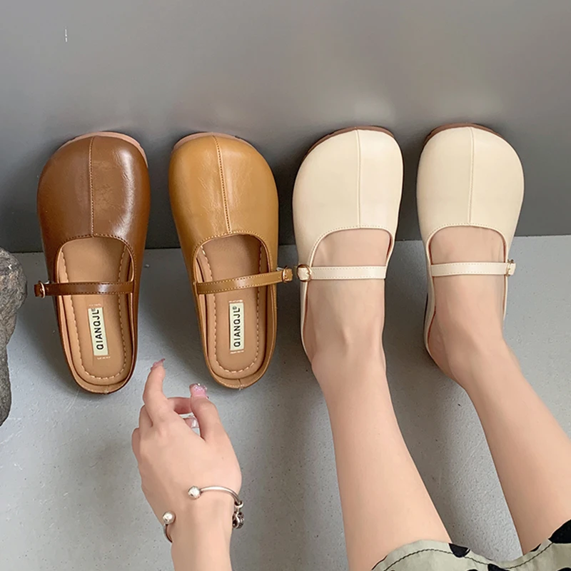 Female Shoes Cover Toe Loafers Slippers Women Summer Mules Sexy Slides 2024 Soft Flat Basic Casual Rome Rubber Fabric PU