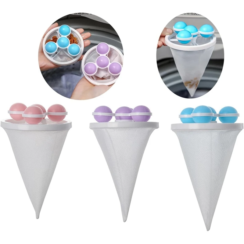 3PCS Reusable Hair Filter Cleaner For Laundry Mesh Lint Filter For Washing Machine Lint Catcher For Pet Household