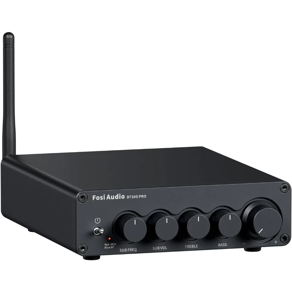 

Bluetooth Subwoofer Amplifier 2.1, BT30D Pro Subwoofer Amp with TPA3255 Chips 165W x2+350W & Bass Treble Control, 2.1 Channel S
