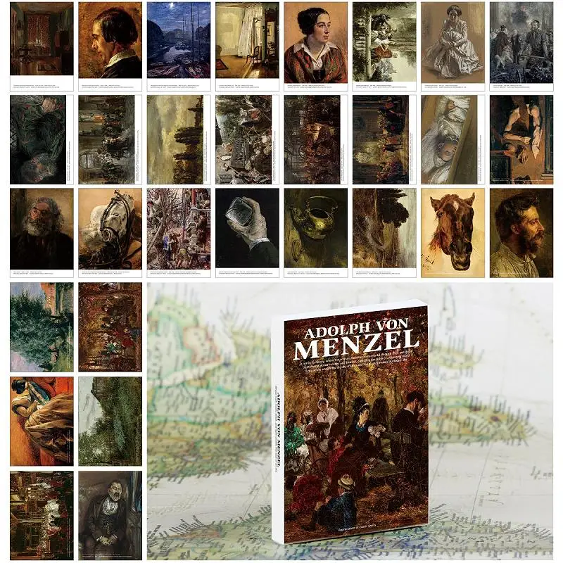 

30 шт. Adolph Von Menzel картина маслом открытки-винтажный набор поздравительных открыток в немецком стиле классического искусства