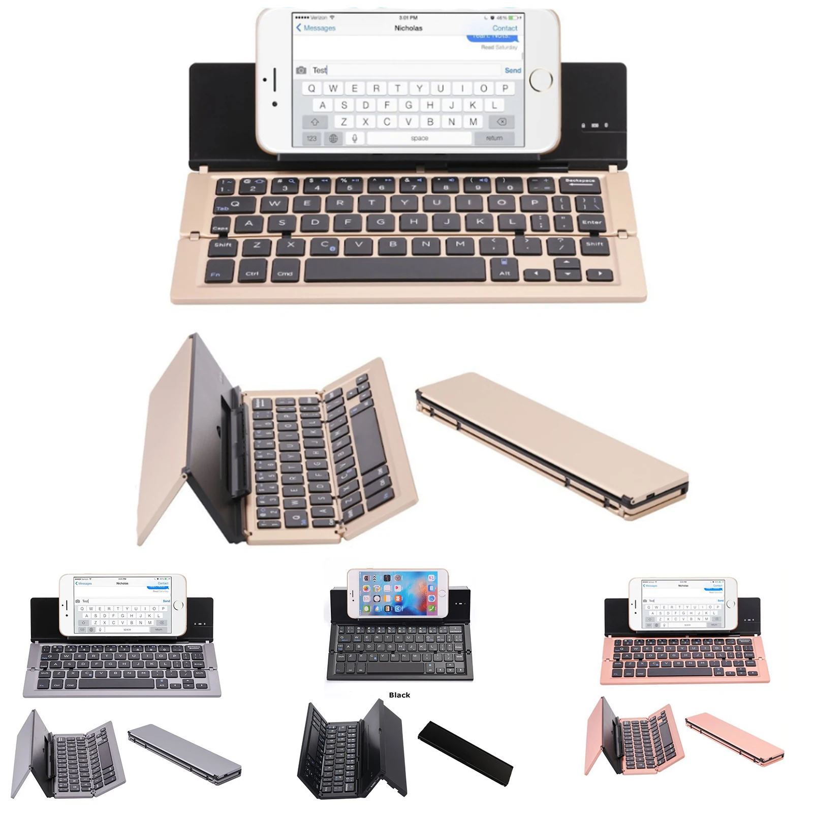 Portable Mini Folding Bluetooth Wireless Keyboard for Samsung Z Fold 5 4 32 Tablet Laptop PC IOS Windows Android Foldable Keypad