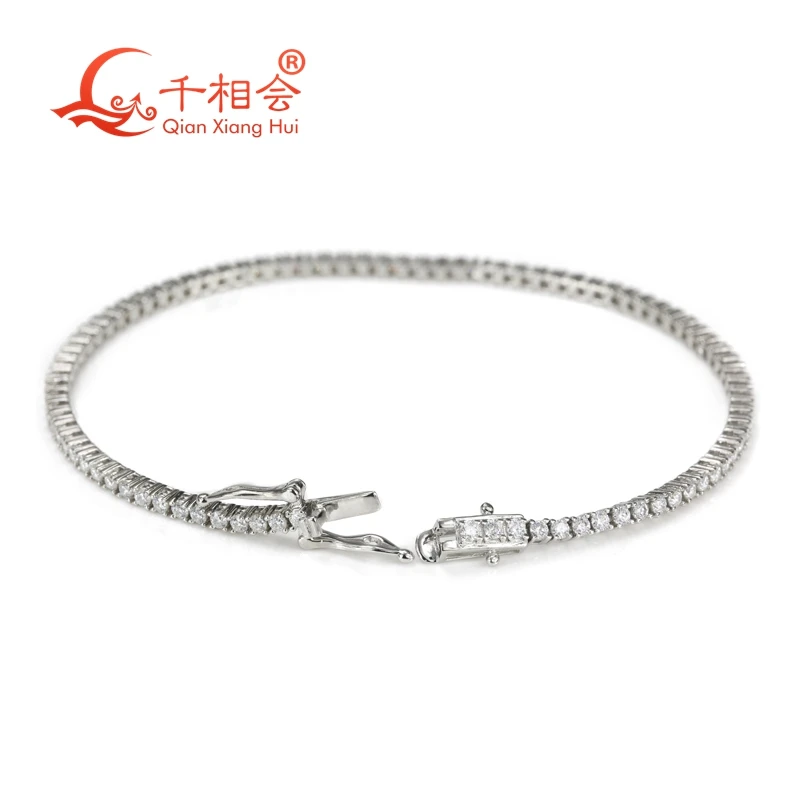 Fashion 2mm Tennis Bracelet S925 Sterling Silver  D vvs white  Moissanite Bracelet chain fine jewelry gift party datting