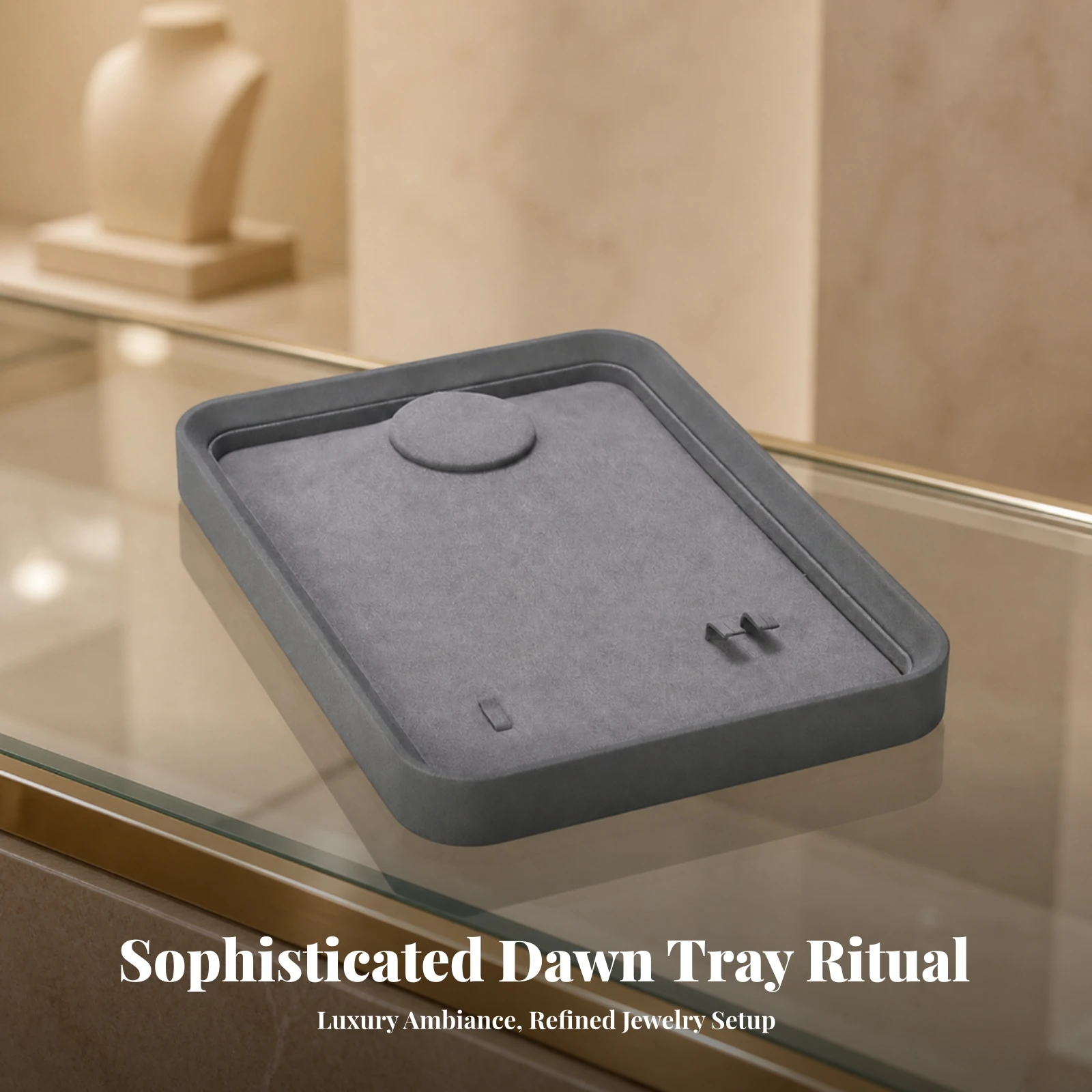 Jewelry Display Tray Soft Jewelry Tray with Slots Accessory Display Board Rectangular Slim for Jewelers, Showcases