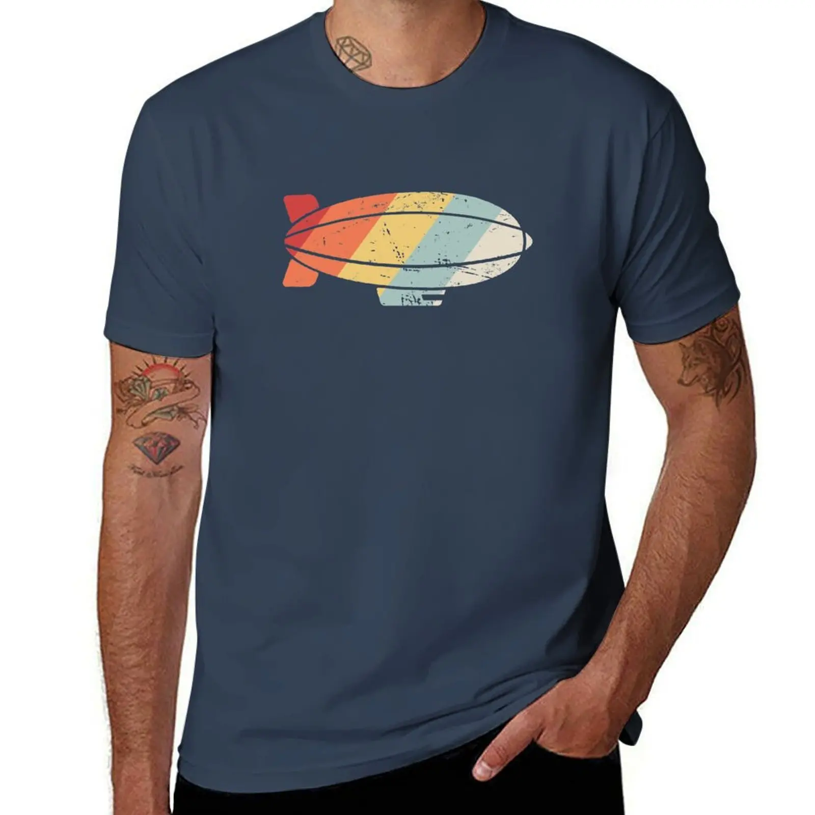 Retro Vintage Dirigible Airship Blimp T-Shirt Summer Casual Loose T-Shirt