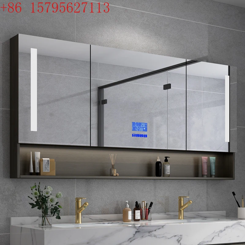 

Настенная светодиодная лампа, зеркало, зеркало для туалета, ванной комнаты, стойка с сенсорным экраном, шкаф для ванной, умный зеркальный шкаф