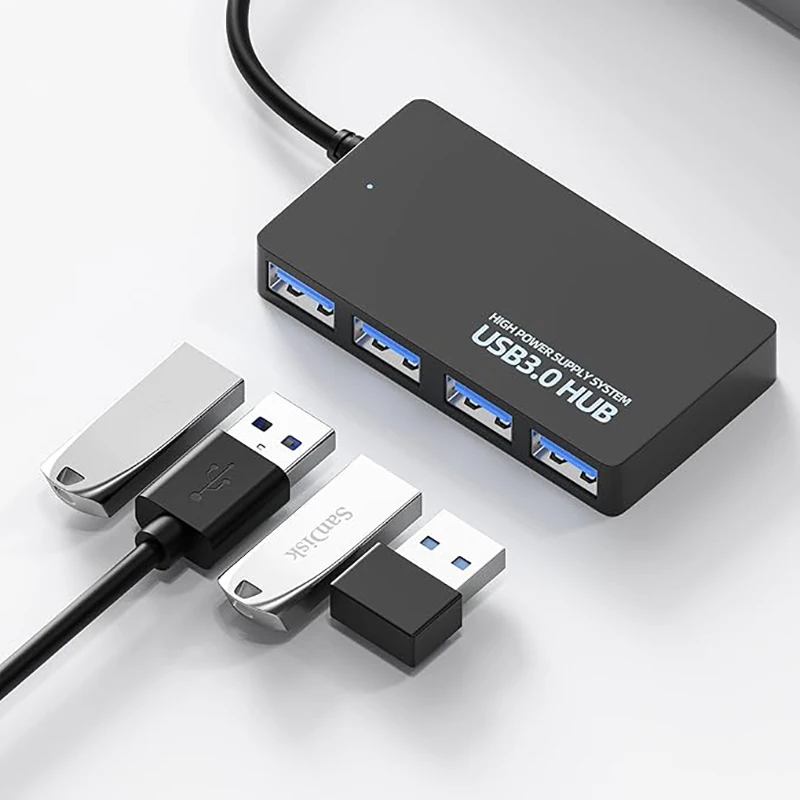 High-Speed USB 2.0 Hub 4-Port Data Cable Splitter Adapter Multi-System Plug And Play Expander for Enhanced Connectivity
