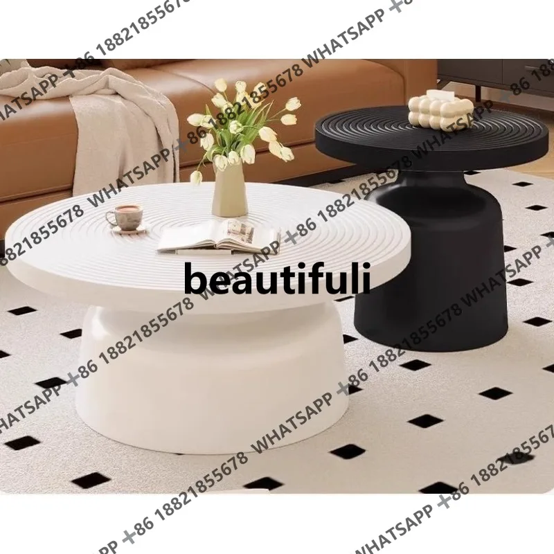 

Round coffee table living room new home light luxury, carbon steel small coffee table modern simple small apartment