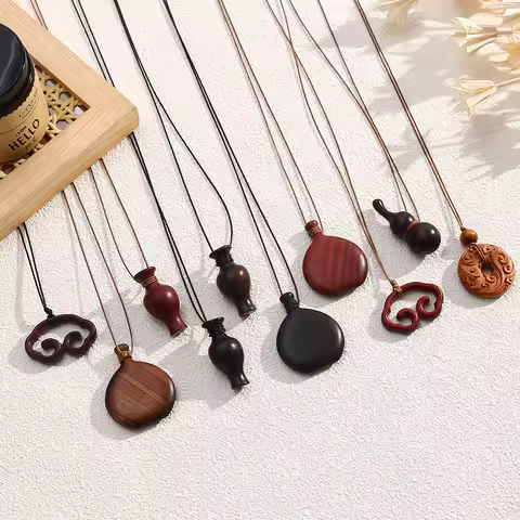 LATS Wooden Water Bottle Pendant Necklace for Women Fashion Sweater Chain Fashion Jewelry Gift Accessories Wholesale